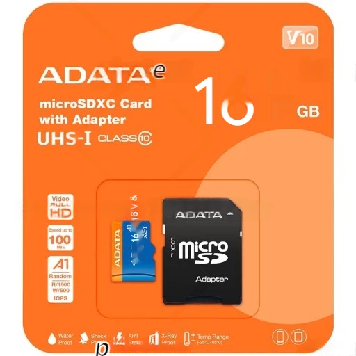 Carte Mémoire ADATA microSD C10 16GB + Adaptateur