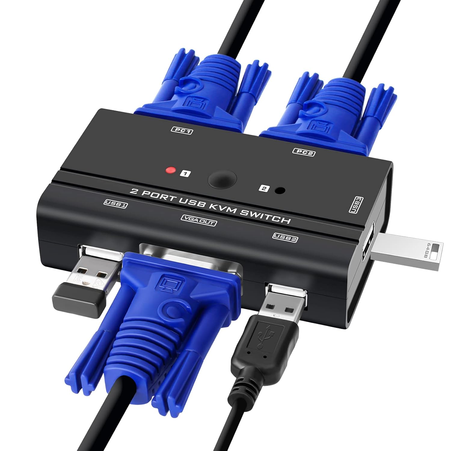 Switch KVM VGA 2 Ports USB 2.0