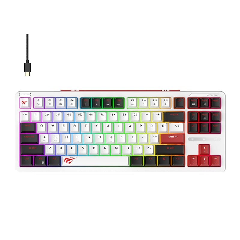HAVIT KB902L Clavier Mécanique RGB Noir/Blanc/Rouge Pro SW-Red