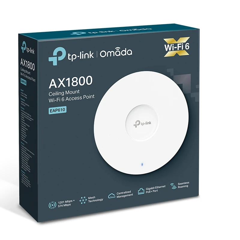 Point d'Accès TP-Link AX1800 WiFi6 Gigabit PoE Plafonnier EAP610