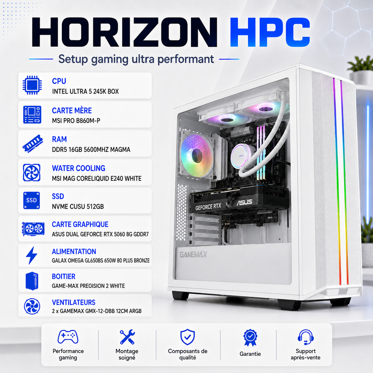 PC Gamer Ultra5 B860 16Go SSD512Go RTX5060 8Go