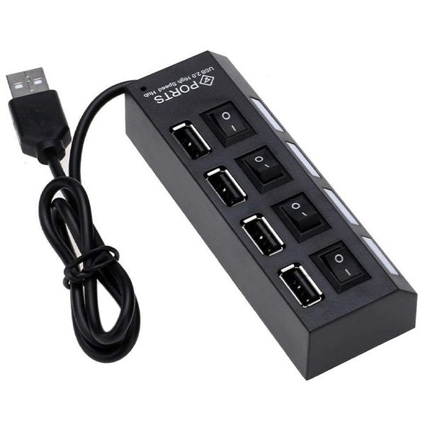 Hub USB 4 Ports + Bouton Hi-Speed